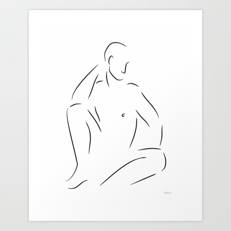 Male Nude Sketch Minimalist Line Drawing Art Print By Siretmr Society6