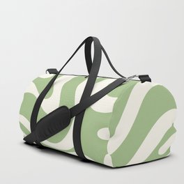 Modern Liquid Swirl Abstract Pattern in Light Sage Green and Cream Duffle Bag