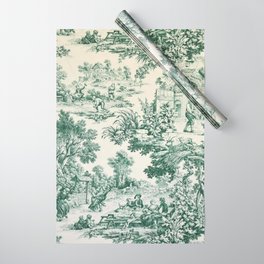 Green Toile de Jouy Wrapping Paper