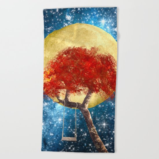 Swing Under a Golden Moon Beach Towel