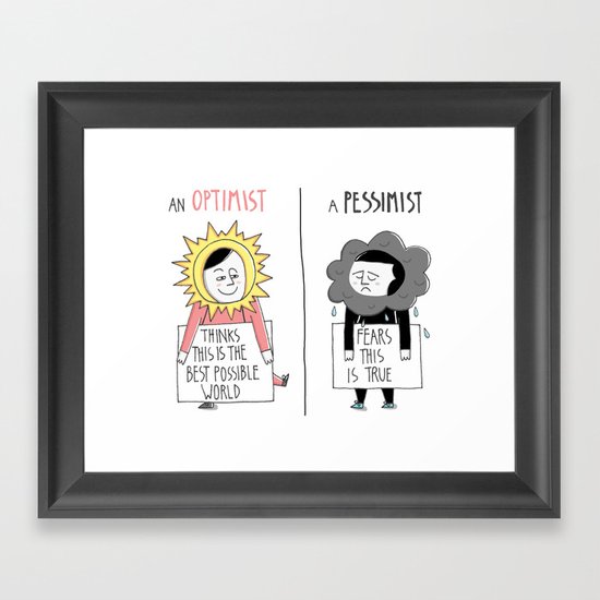 Optimist Vs Pessimist Framed Art Print