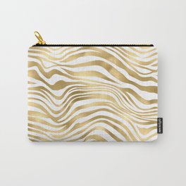 Glam Gold and White Zebra Print Pattern Carry-All Pouch