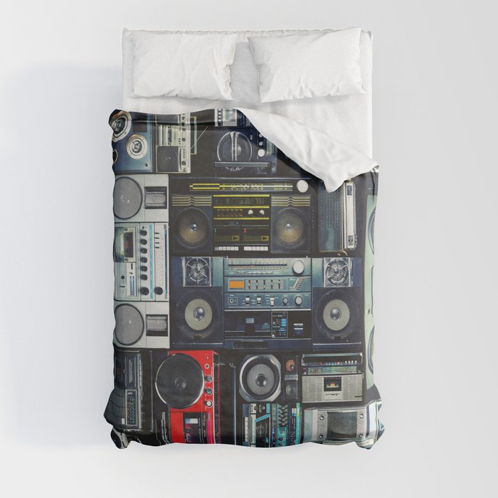 Retro Pop Eighties Boombox Radio Pattern Duvet Cover