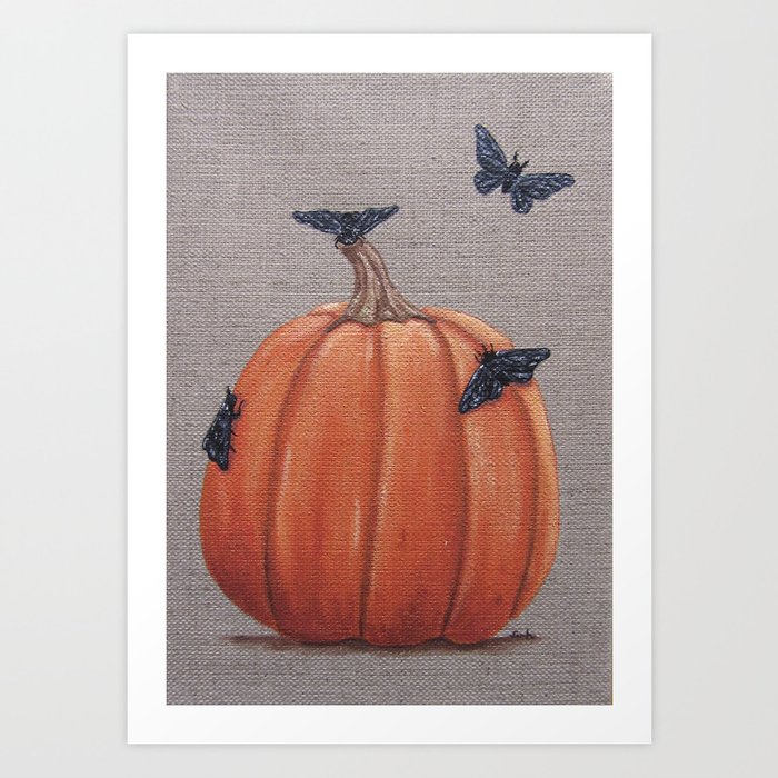 pumpkin with black pepper moths Art Print