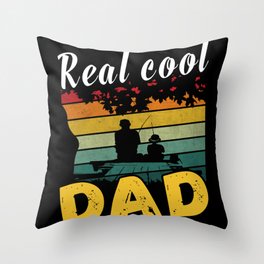 Real cool dad fishing retro Fathers day 2022 Throw Pillow