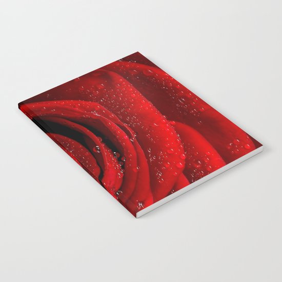 Red rose with sparkling droplets- Beautiful elegant Roses Notebook