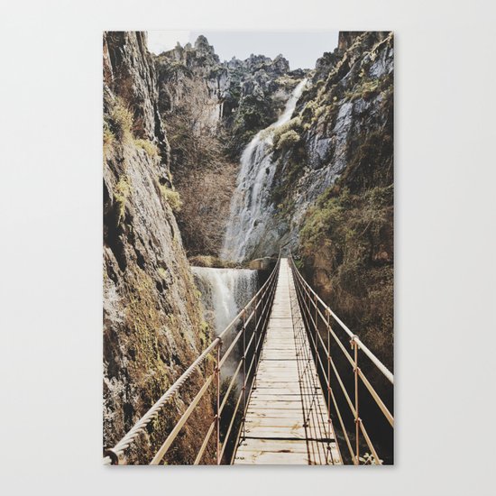 "The Bridge". At the mountain. Retro Canvas Print
