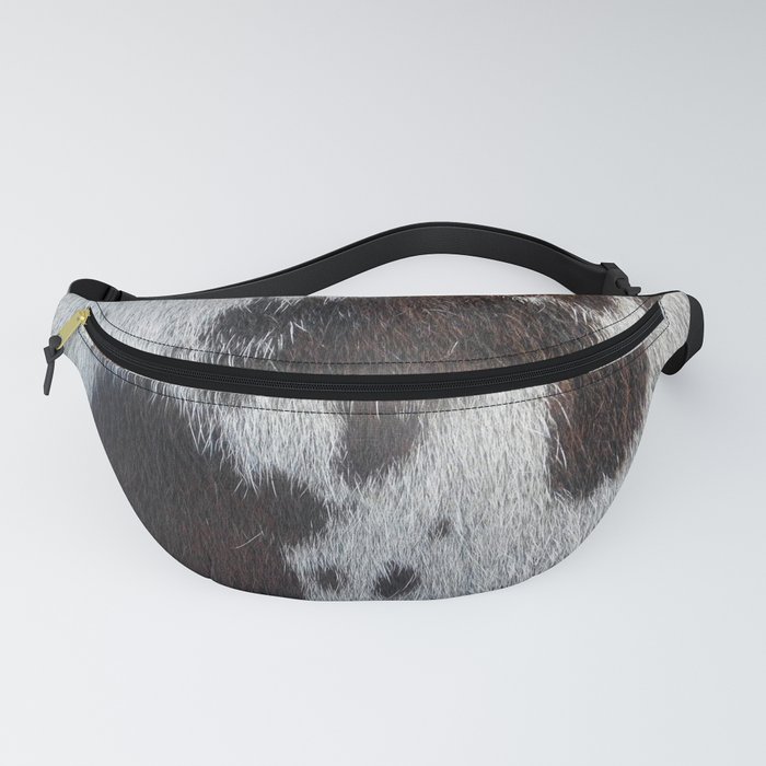 Brown and White Cow Skin Print Pattern Modern, Cowhide Faux Leather Fanny Pack