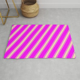 [ Thumbnail: Fuchsia and Tan Colored Lined Pattern Rug ]