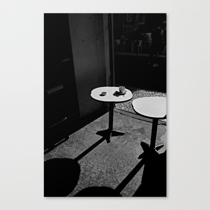 Two sunny tables (B&W) Canvas Print
