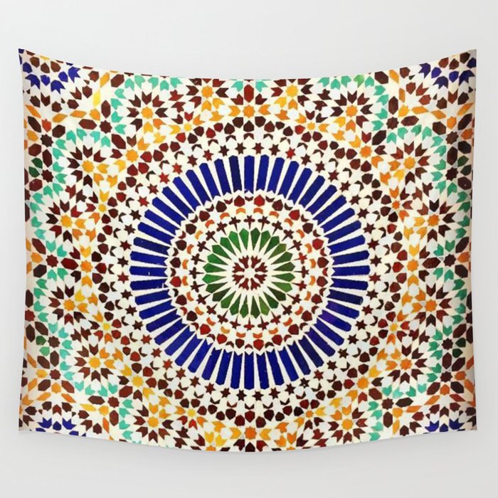 traditional moroccan tiles artwork Wall Tapestry