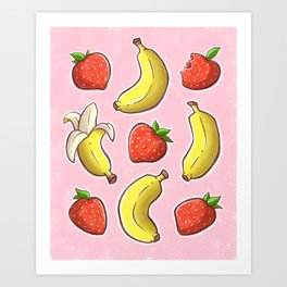 Strawberry and Banana Art Print