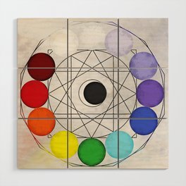 Chakra colors and moon - color wheel 1 Wood Wall Art