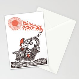 Yule Goat and Solstice horn Stationery Card