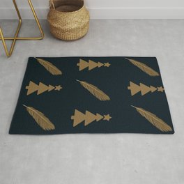 Gold Christmas Feathers  Rug