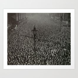 1919 Two-Minutes of Silence, Armistice Day, End of WWI, London, England ceremony black and white photograph, photography, photographs Art Print