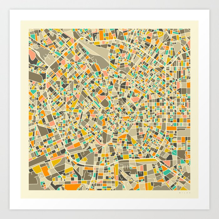Milan Map Art Print