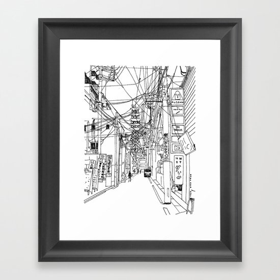 Osaka - downtown street Framed Art Print