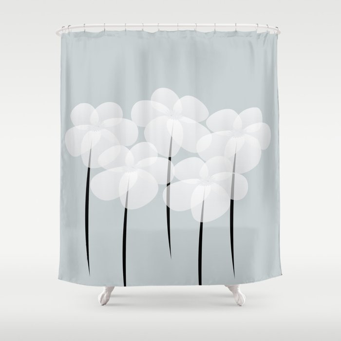 Abstract Sheer White Anemones Shower Curtain