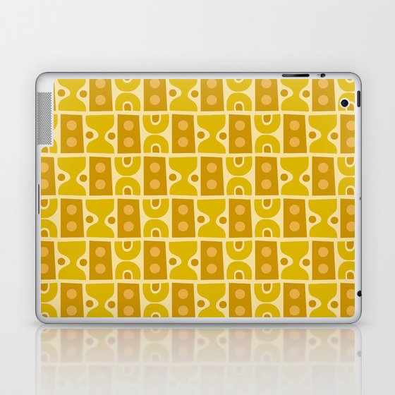 Mid Century Abstract Pattern Yellow Ochre Laptop & iPad Skin