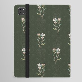 Vintage Pale Amaryllis Botanical Pattern on Mallard Green iPad Folio Case