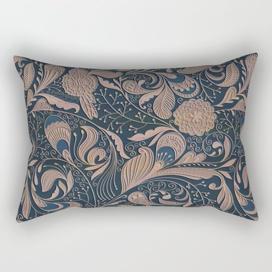 Carved Floral Pattern Rectangular Pillow