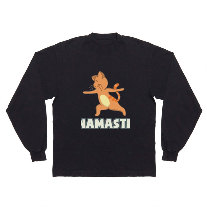 Funny Yoga Cat NAMASTE Yogi Gift Yoga Teacher Long Sleeve T Shirt