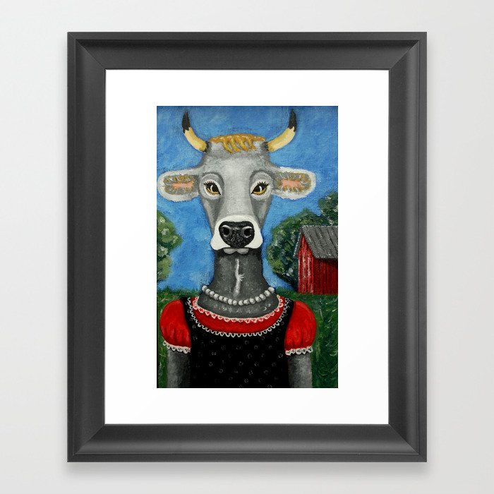 Country Cow Framed Art Print