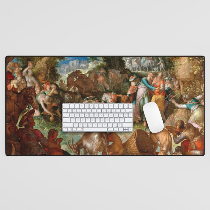 Moses Striking the Rock, 1624 by Joachim Anthonisz Wtewael Desk Mat