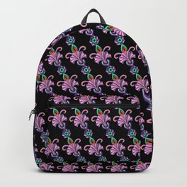 Lilac green flowers on black Backpack | Colorful, Black, Elegant, Violet, Green, Graphicdesign, Lilac, Glamur, Acrylic, Pattern 