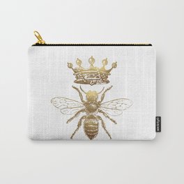 Queen Bee | Vintage Bee with Crown | Gold and White | Carry-All Pouch