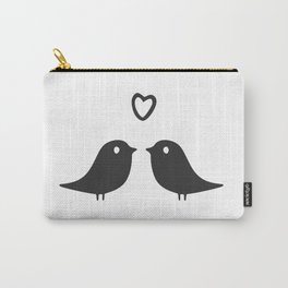 Bird love Carry-All Pouch | Romantic, Blackwhite, Black, Birds, Modern, Couple, Marriage, Drawing, Bride, Love 