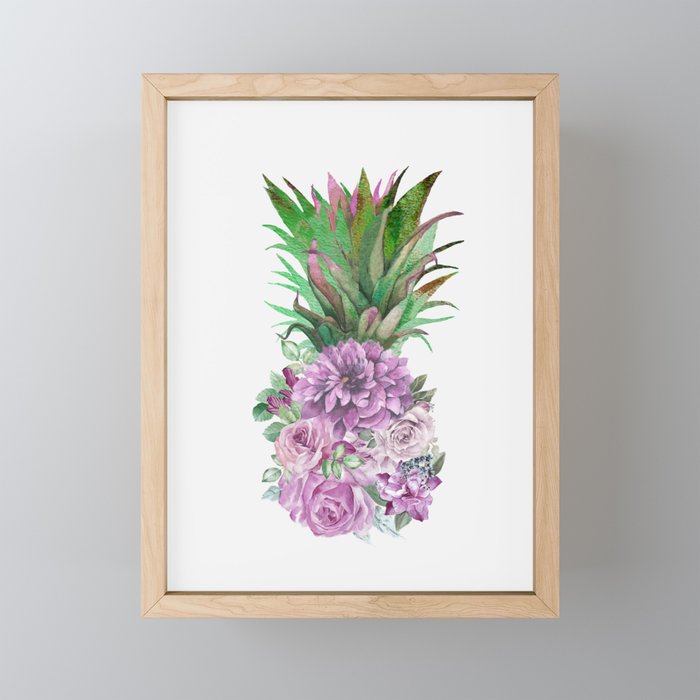 Floral Pineapple 1 Framed Mini Art Print