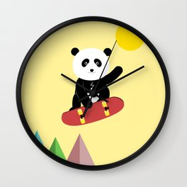 Panda on a skateboard Wall Clock