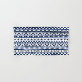 Tribal Art Pattern Navy Blue Silver White Hand & Bath Towel