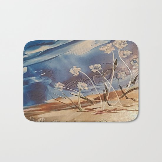 Spring White flowers Bath Mat