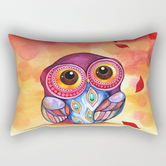 Owl's First Fall Leaf Rectangular Pillow
