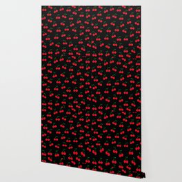 Cherries 2 (on black) Wallpaper | Life, Digital, Pop Art, Sweet, Retro, Cute, Syphelan, New, Love, Pattern 