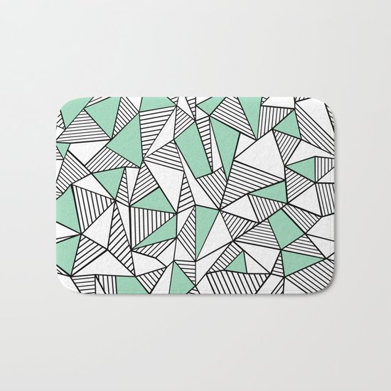 Abstraction Lines with Mint Blocks Bath Mat