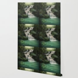 fantasy lake waterfall Art Wallpaper