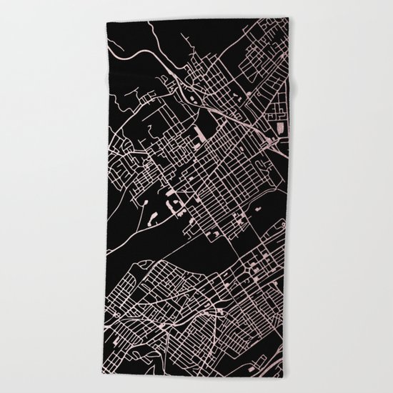 Wilkes-Barre Rose Gold and White Map Beach Towel