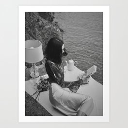 Distant Art Print | Figure, Ocean, Beach, Hdr, Curated, Sea, Digital, Outside, Books, Woman 