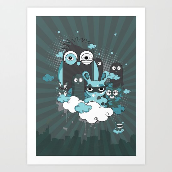 Nocturnal Friends Art Print