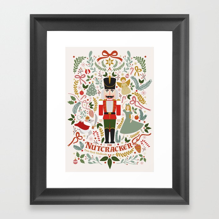 The Nutcracker Christmas Framed Art Print | Graphic-design, Nutcracker, Christmas, Holiday, Illustration, Digital, Pattern, Ballet, Art, Red