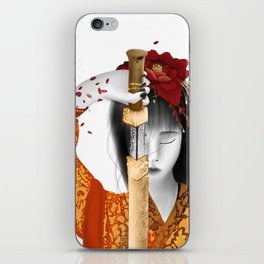 Geisha with sword iPhone Skin