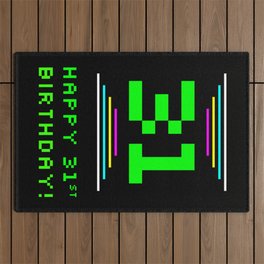 [ Thumbnail: 31st Birthday - Nerdy Geeky Pixelated 8-Bit Computing Graphics Inspired Look Outdoor Rug ]