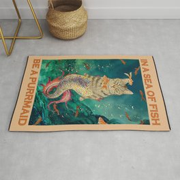 In a sea of fish be a purrmaid - Cat lover- Purrmaid Area & Throw Rug