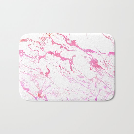 Modern pink purple watercolor white marble pattern Bath Mat