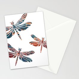 Minimalist Print - Rusted Dragonflies flying in Harmony Stationery Card