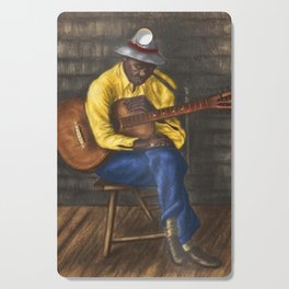 African American Masterpiece Sleepy time down south with guitar portrait painting by Saul Kovner Cutting Board